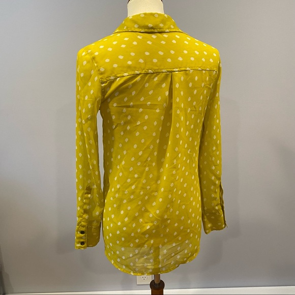 Mudd Yellow and While Double Breast Pocket Sheer Button Down - Picture 2 of 6